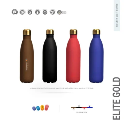 Buy Elite Gold Steel Bottle - Red in bulk for Corporate Gifting | Corporate Gyft