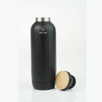 Buy Antigua Flask with Wooden Cap - Black in bulk for Corporate Gifting | Corporate Gyft