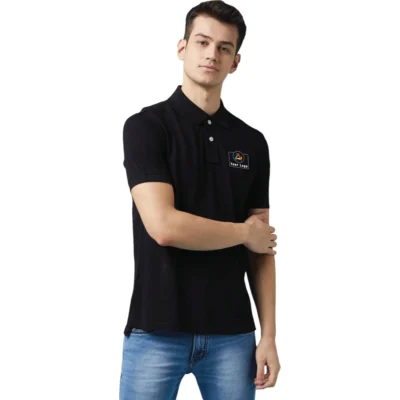 Buy Unisex CVC Polo T-shirt - Black in bulk for Corporate Gifting | Corporate Gyft