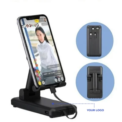 Buy 2-in-1 Mobile Stand with Charger and PowerBank - Black in bulk for Corporate Gifting | Corporate Gyft