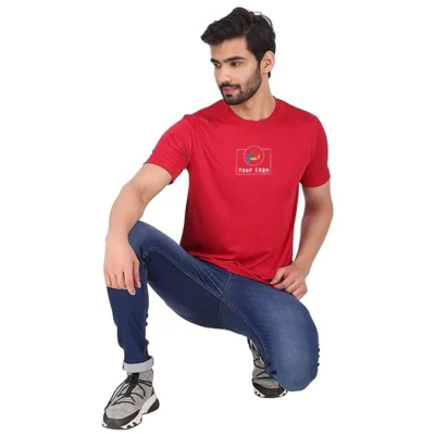 Buy Dri-Fit Round Neck T-Shirt - Red in bulk for Corporate Gifting | Corporate Gyft