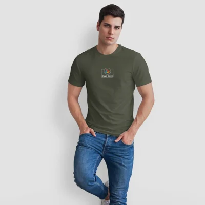 Buy Round Neck T-shirt - Bottle Green in bulk for Corporate Gifting | Corporate Gyft