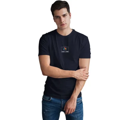 Buy Round Neck T-shirt - Navy Blue in bulk for Corporate Gifting | Corporate Gyft