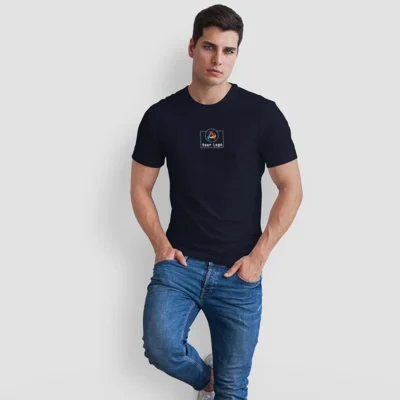 Buy Round Neck T-shirt - Navy Blue in bulk for Corporate Gifting | Corporate Gyft