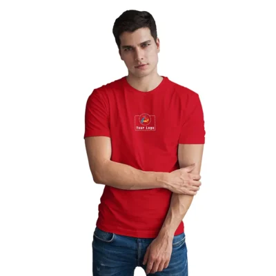 Buy Round Neck T-shirt - Red in bulk for Corporate Gifting | Corporate Gyft
