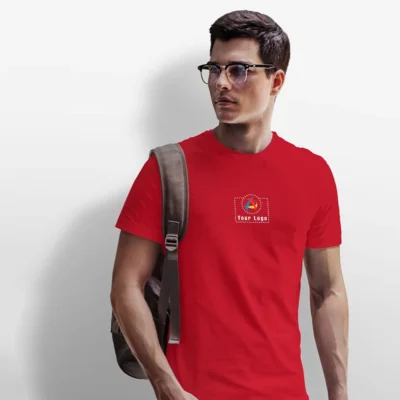 Buy Round Neck T-shirt - Red in bulk for Corporate Gifting | Corporate Gyft
