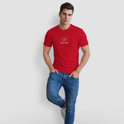 Buy Round Neck T-shirt - Red in bulk for Corporate Gifting | Corporate Gyft