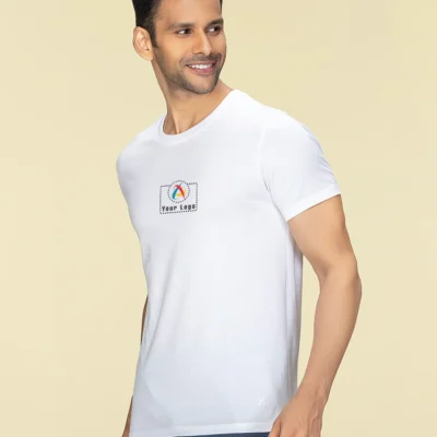 Buy Round Neck T-shirt - White in bulk for Corporate Gifting | Corporate Gyft