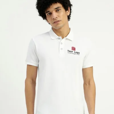 Buy Unisex CVC Polo T-shirt - White in bulk for Corporate Gifting | Corporate Gyft
