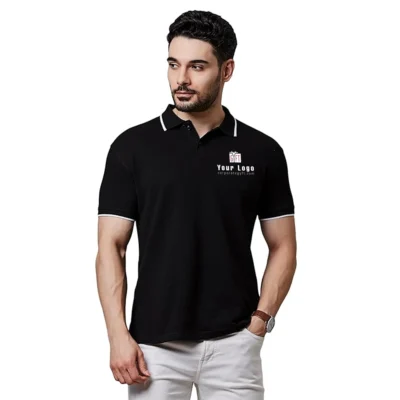 Buy Tipping Polo T-Shirt - Black in bulk for Corporate Gifting | Corporate Gyft