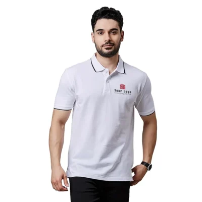 Buy Tipping Polo T-Shirt - White in bulk for Corporate Gifting | Corporate Gyft