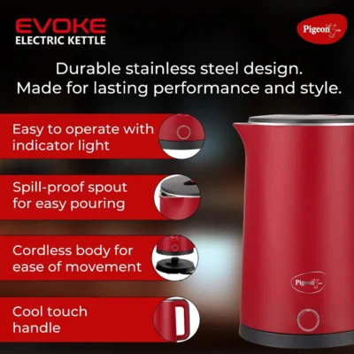 Buy Pigeon by Stovekraft Evoke Electric Kettle - Red in bulk for Corporate Gifting | Corporate Gyft