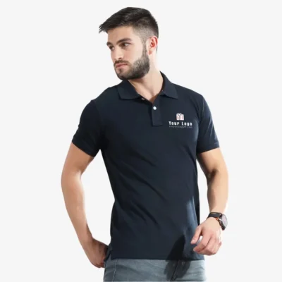 Buy Cotton Polo T-Shirt - Navy Blue in bulk for Corporate Gifting | Corporate Gyft