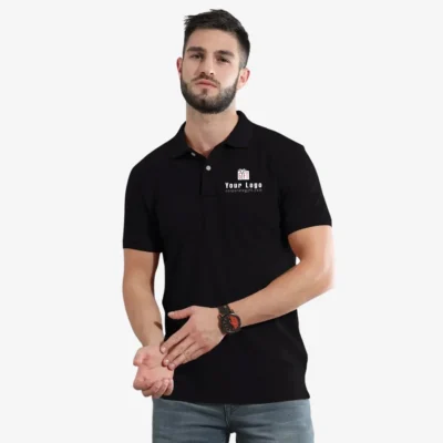 Buy Cotton Polo T-Shirt - Black in bulk for Corporate Gifting | Corporate Gyft