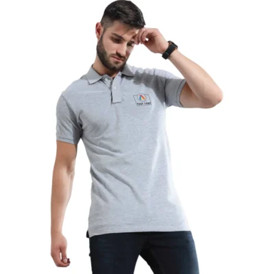 Buy Cotton Polo T-Shirt - Grey in bulk for Corporate Gifting | Corporate Gyft