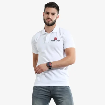 Buy Cotton Polo T-Shirt - White in bulk for Corporate Gifting | Corporate Gyft