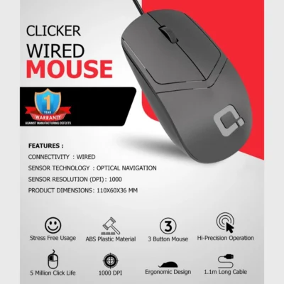 Buy Quantron Wired Optical Mouse in bulk for Corporate Gifting | Corporate Gyft