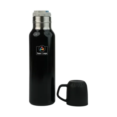 Buy Traveller Flask with Mug-Black in bulk for Corporate Gifting | Corporate Gyft