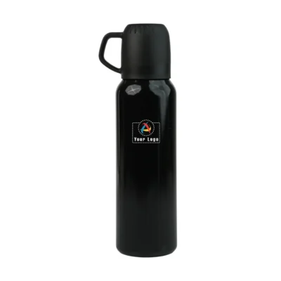 Buy Traveller Flask with Mug-Black in bulk for Corporate Gifting | Corporate Gyft