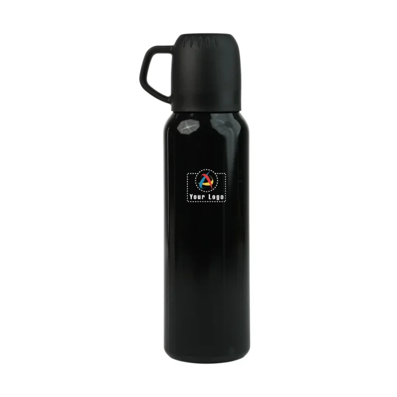 Buy Traveller Flask with Mug-Black in bulk for Corporate Gifting | Corporate Gyft