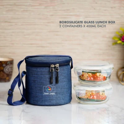 Buy Borosilicate Glass Lunch Box - 2 Containers in bulk for Corporate Gifting | Corporate Gyft