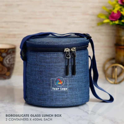 Buy Borosilicate Glass Lunch Box - 2 Containers in bulk for Corporate Gifting | Corporate Gyft