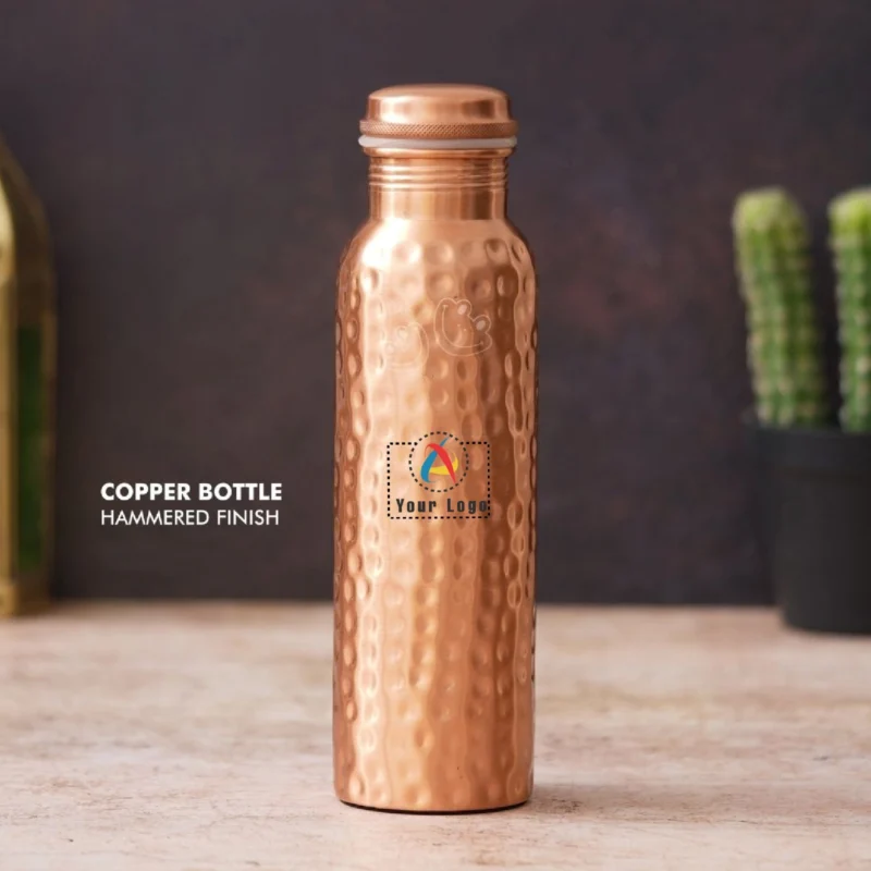Buy Hammered Finish Copper Bottle in bulk for Corporate Gifting | Corporate Gyft