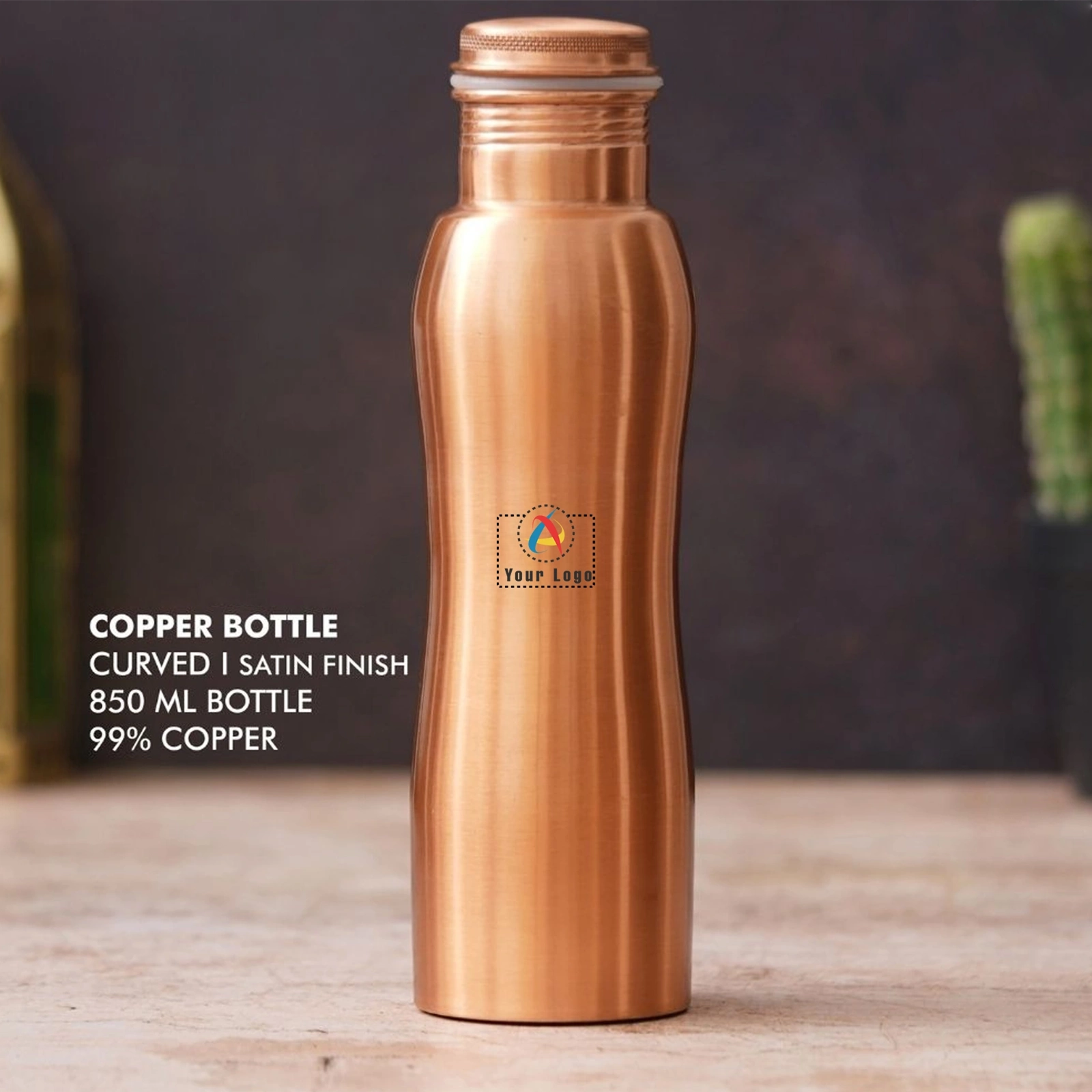 Satin Curved Copper Bottle Buy Satin Curved Copper Bottle in bulk for Corporate Gifting | Corporate Gyft