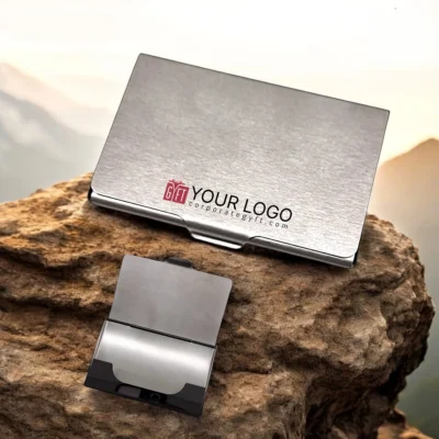 Buy Silver Metal Finish Premium Card Holder in bulk for Corporate Gifting | Corporate Gyft