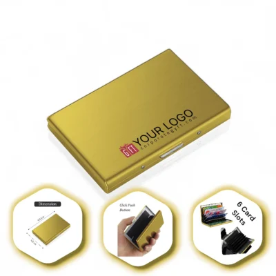 Buy RFID Blocking Suitcase Card Holder - Golden in bulk for Corporate Gifting | Corporate Gyft