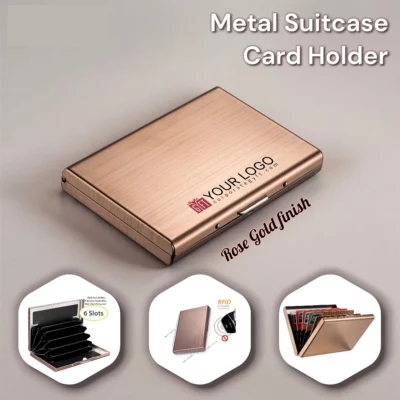 Buy RFID Blocking Suitcase Card Holder - Rose Gold in bulk for Corporate Gifting | Corporate Gyft