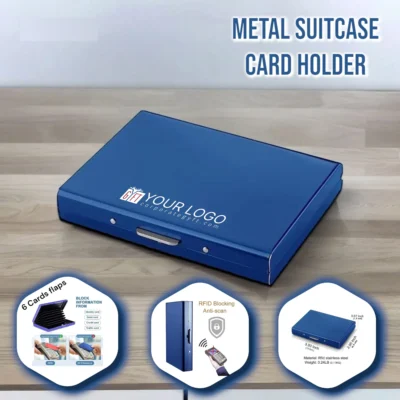 Buy RFID Blocking Suitcase Card Holder - Blue in bulk for Corporate Gifting | Corporate Gyft
