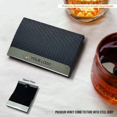 Buy Honeycomb Textured Steel Card Holder in bulk for Corporate Gifting | Corporate Gyft