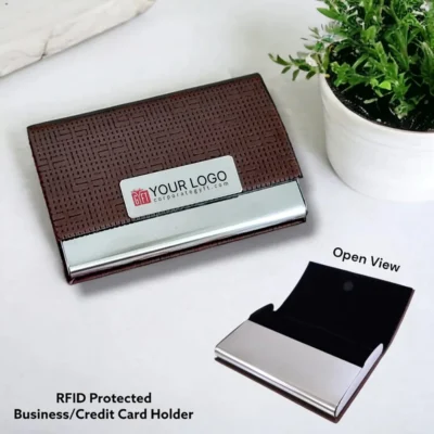 Buy RFID Protected Card Holder with Silver Accent in bulk for Corporate Gifting | Corporate Gyft