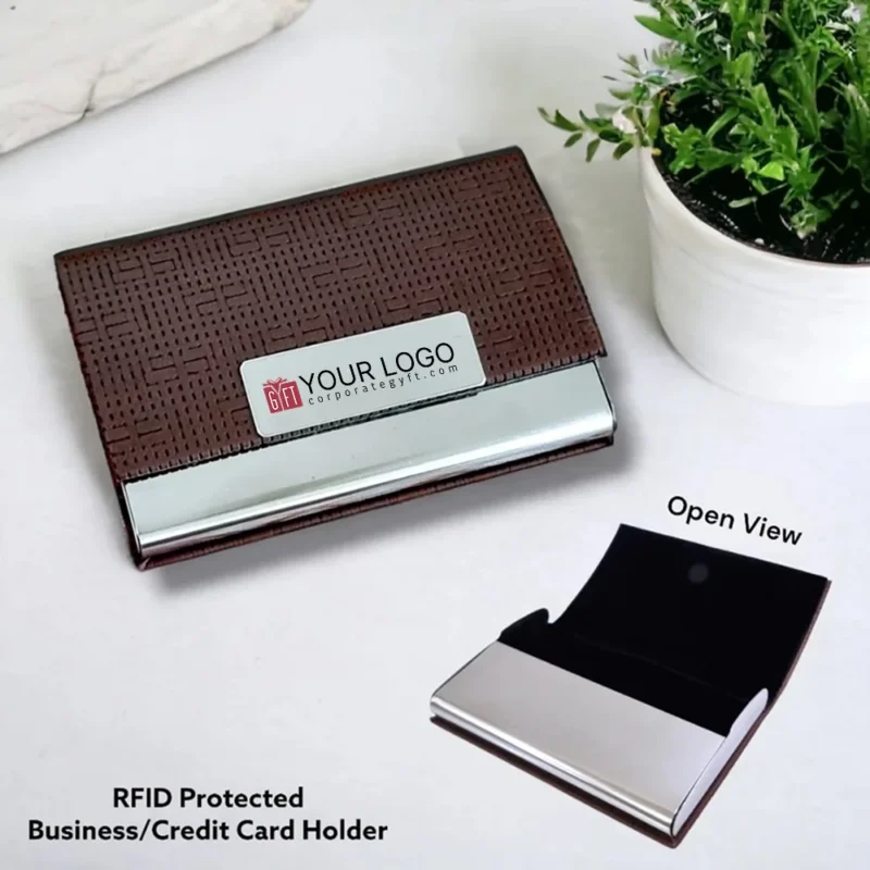 Buy RFID Protected Card Holder with Silver Accent in bulk for Corporate Gifting | Corporate Gyft