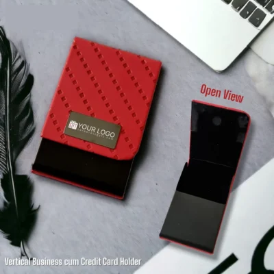 Buy Vertical Red Textured Card Holder in bulk for Corporate Gifting | Corporate Gyft