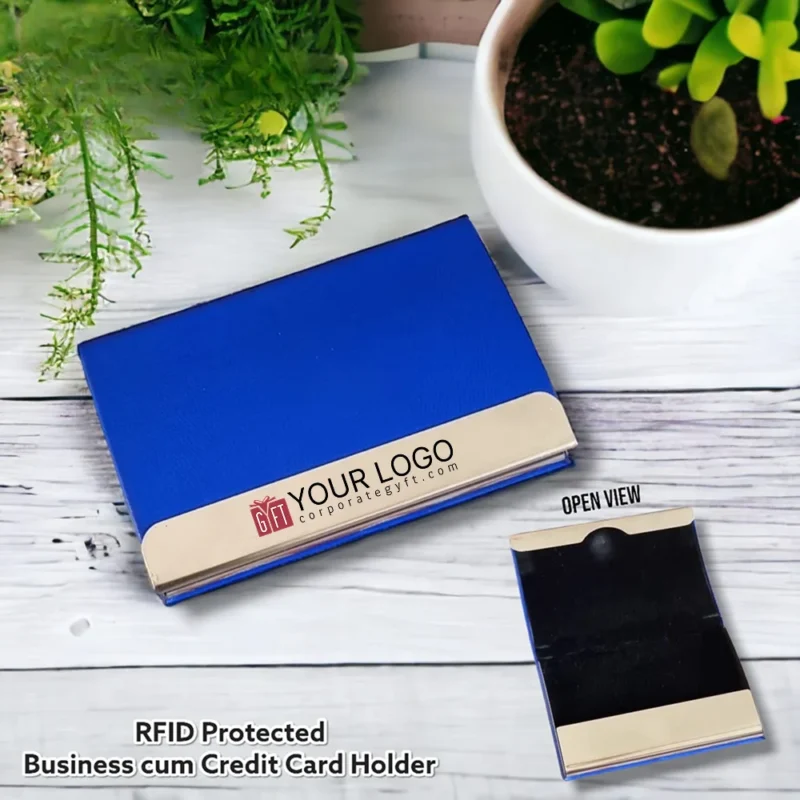 Buy Blue RFID-Protected Card Holder in bulk for Corporate Gifting | Corporate Gyft