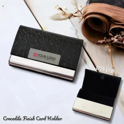 Buy Card Holder with Black Crocodile Finish in bulk for Corporate Gifting | Corporate Gyft