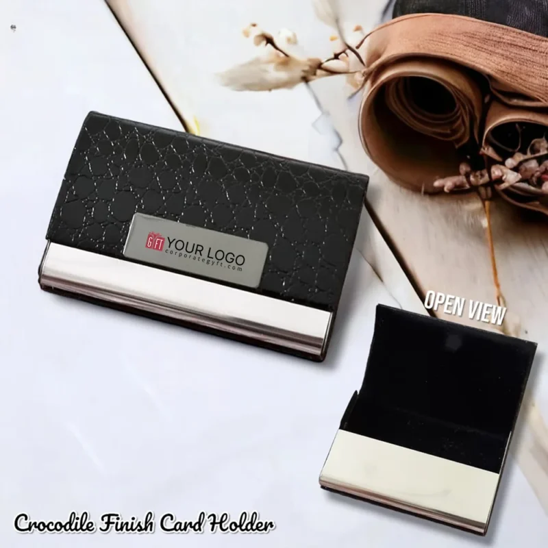 Buy Card Holder with Black Crocodile Finish in bulk for Corporate Gifting | Corporate Gyft