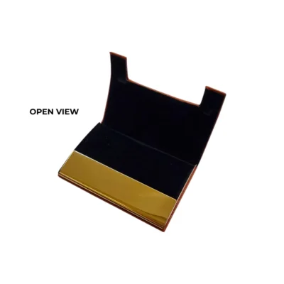 Buy Card Holder with Brown Leather and Gold Accent Plate in bulk for Corporate Gifting | Corporate Gyft