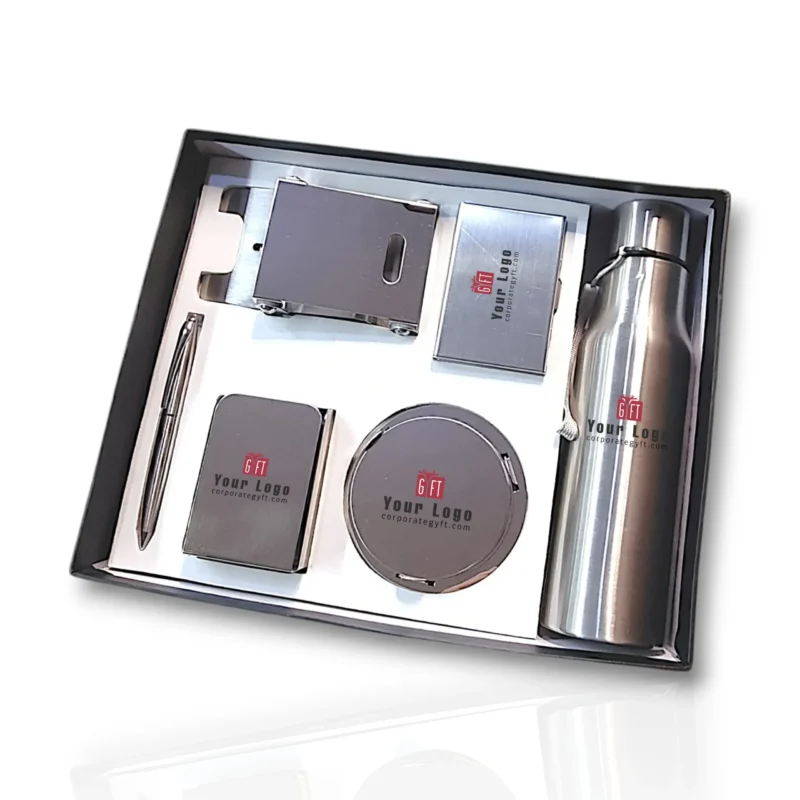 Buy 6-in-1 Steel Mirror Finish Corporate Essentials in bulk for Corporate Gifting | Corporate Gyft