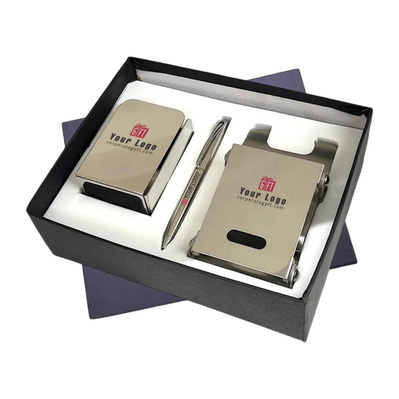 Buy Steel Mirror Finish 3-in-1 Welcome Kit in bulk for Corporate Gifting | Corporate Gyft