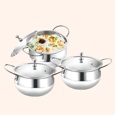 Buy Classic Steel Casseroles - 3 Pieces in bulk for Corporate Gifting | Corporate Gyft