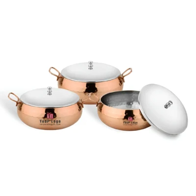 Buy 3-Piece Festive Stainless Donga Set in bulk for Corporate Gifting | Corporate Gyft
