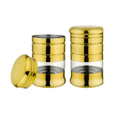 Buy Golden Canister Set with Airtight Lids - 2 Pieces in bulk for Corporate Gifting | Corporate Gyft