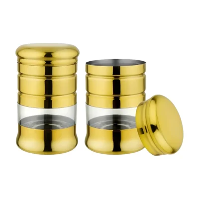 Buy Stackable Gold Canister Set - 2 Pieces in bulk for Corporate Gifting | Corporate Gyft