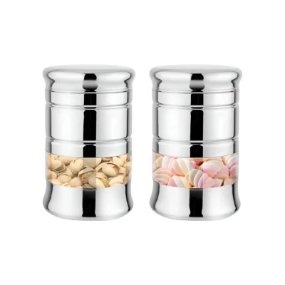 Buy Stackable Silver Canister Set - 2 Pieces in bulk for Corporate Gifting | Corporate Gyft