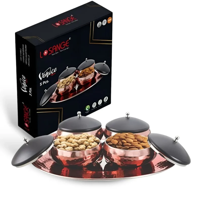 Buy 5-Piece Traditional Copper Serving Bowl Set in bulk for Corporate Gifting | Corporate Gyft