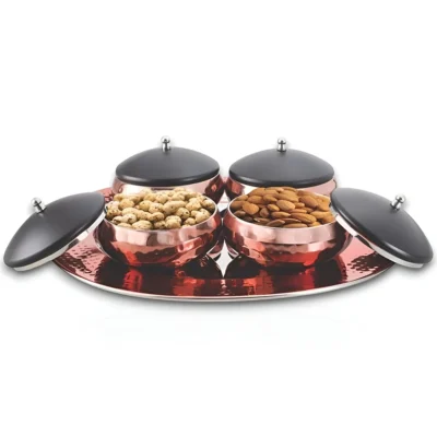 Buy 5-Piece Traditional Copper Serving Bowl Set in bulk for Corporate Gifting | Corporate Gyft