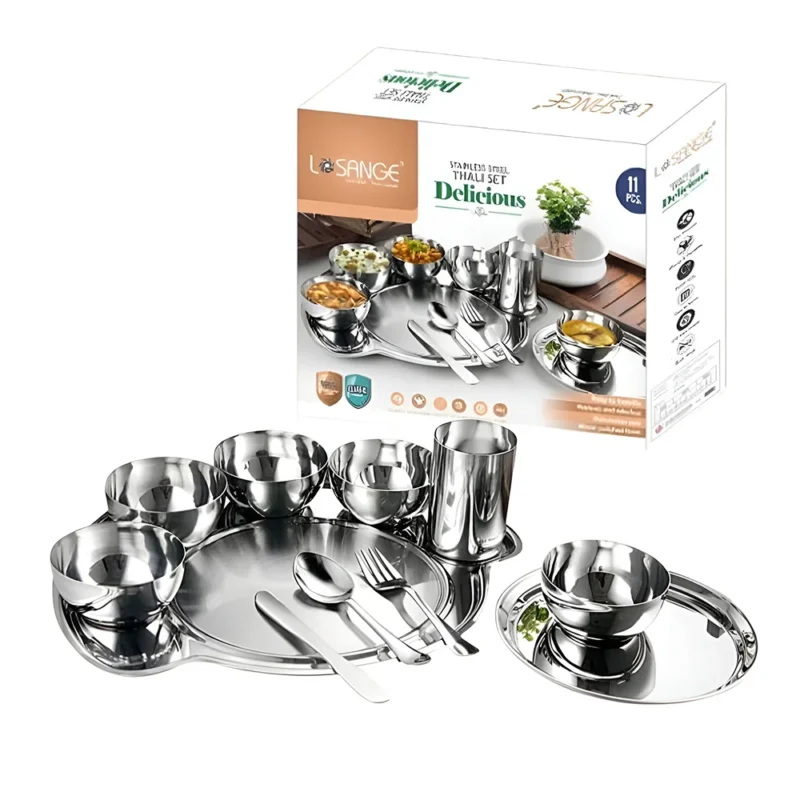 Buy Thali Set with Cutlery – 11 Pieces in bulk for Corporate Gifting | Corporate Gyft